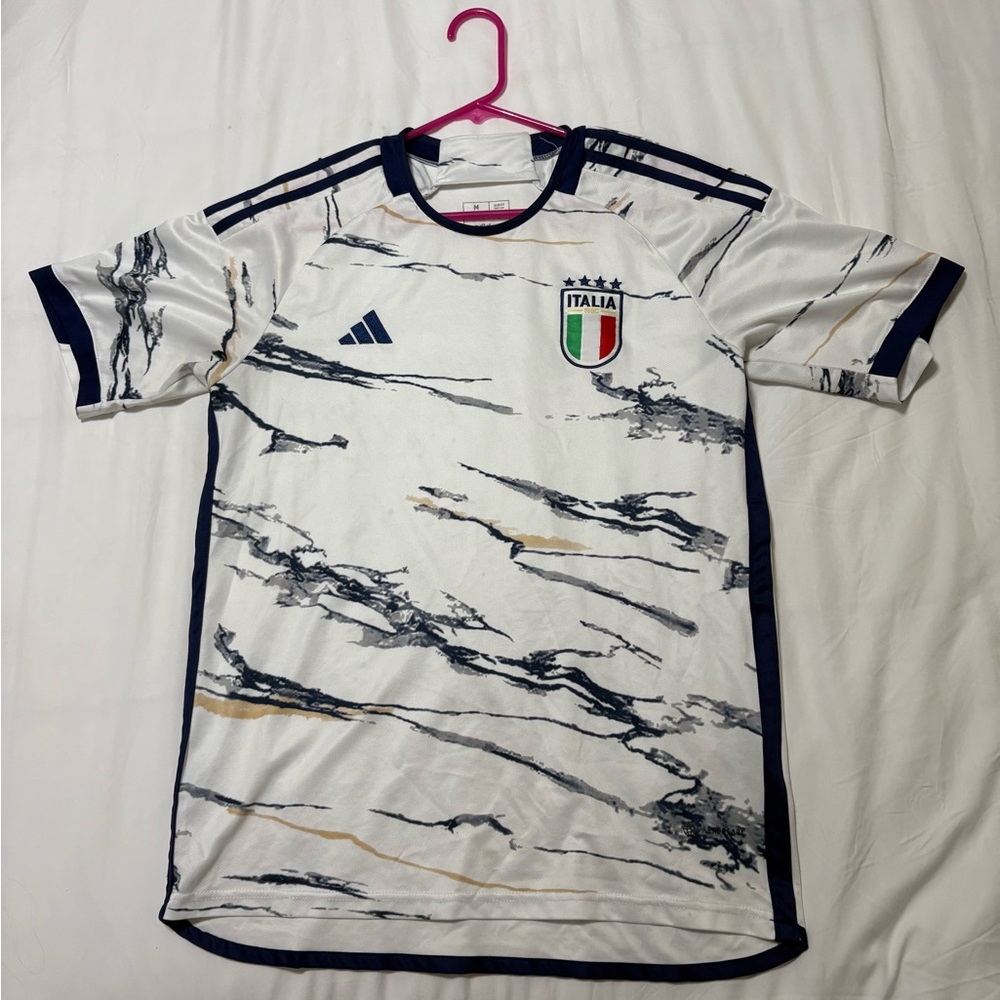 Adidas White and Navy Slim Fit Jersey
